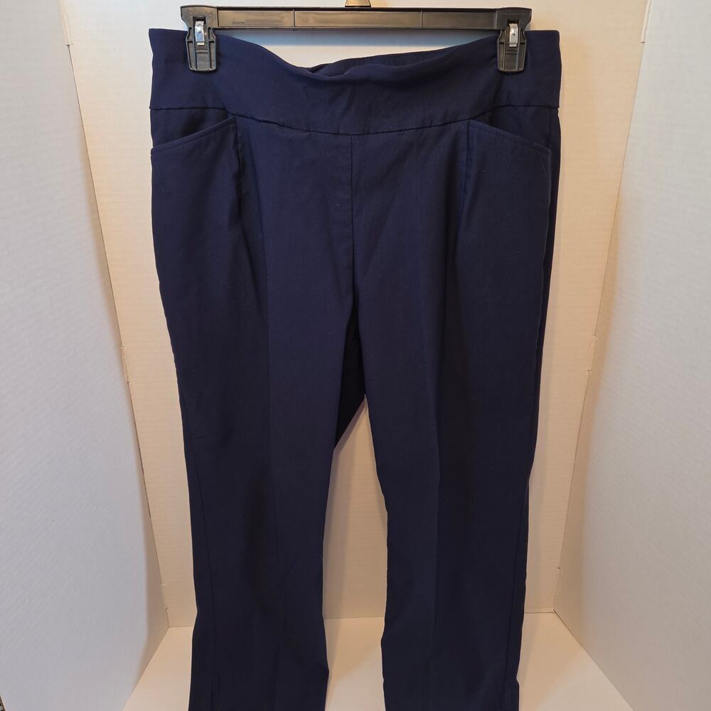 Cato Navy pull-on stretch crop pants wide waistband front pockets size 16W